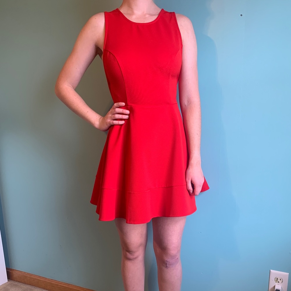 Red short dress with beautiful lace back